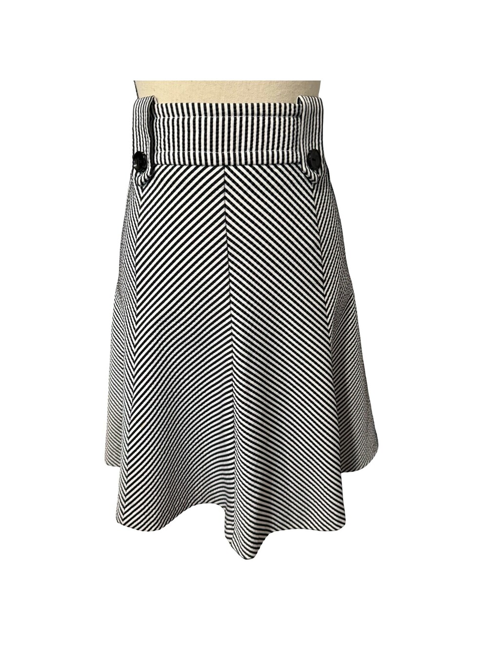 Trina Turk Black & White Striped A-Line Skirt - Size 8